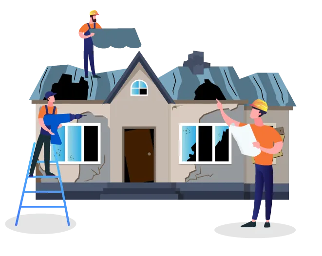 Broken House Being Checked